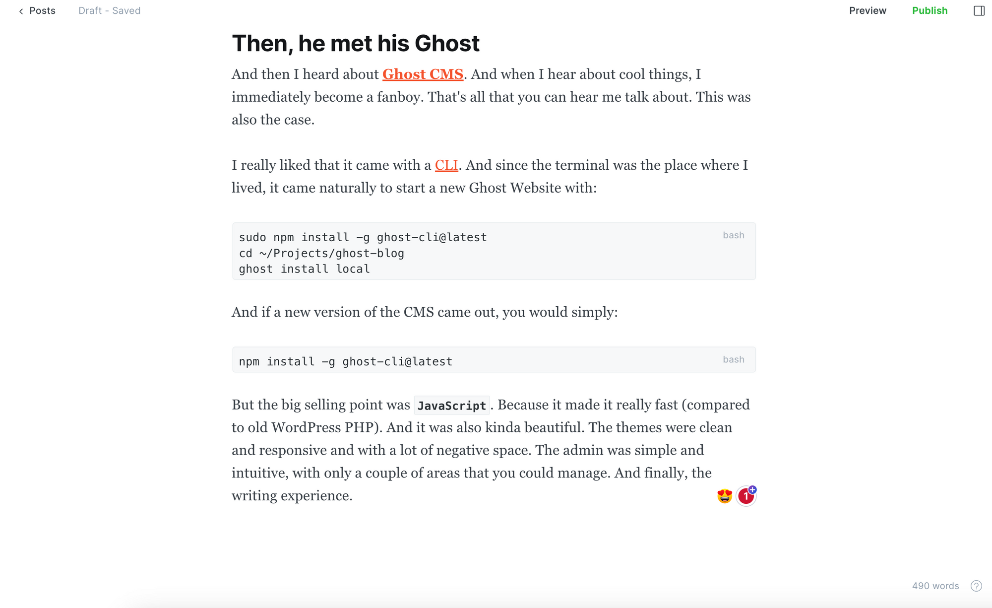 Ghost: the story of my blog